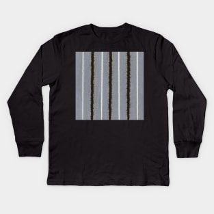 Greys and metallics striped elegance Kids Long Sleeve T-Shirt